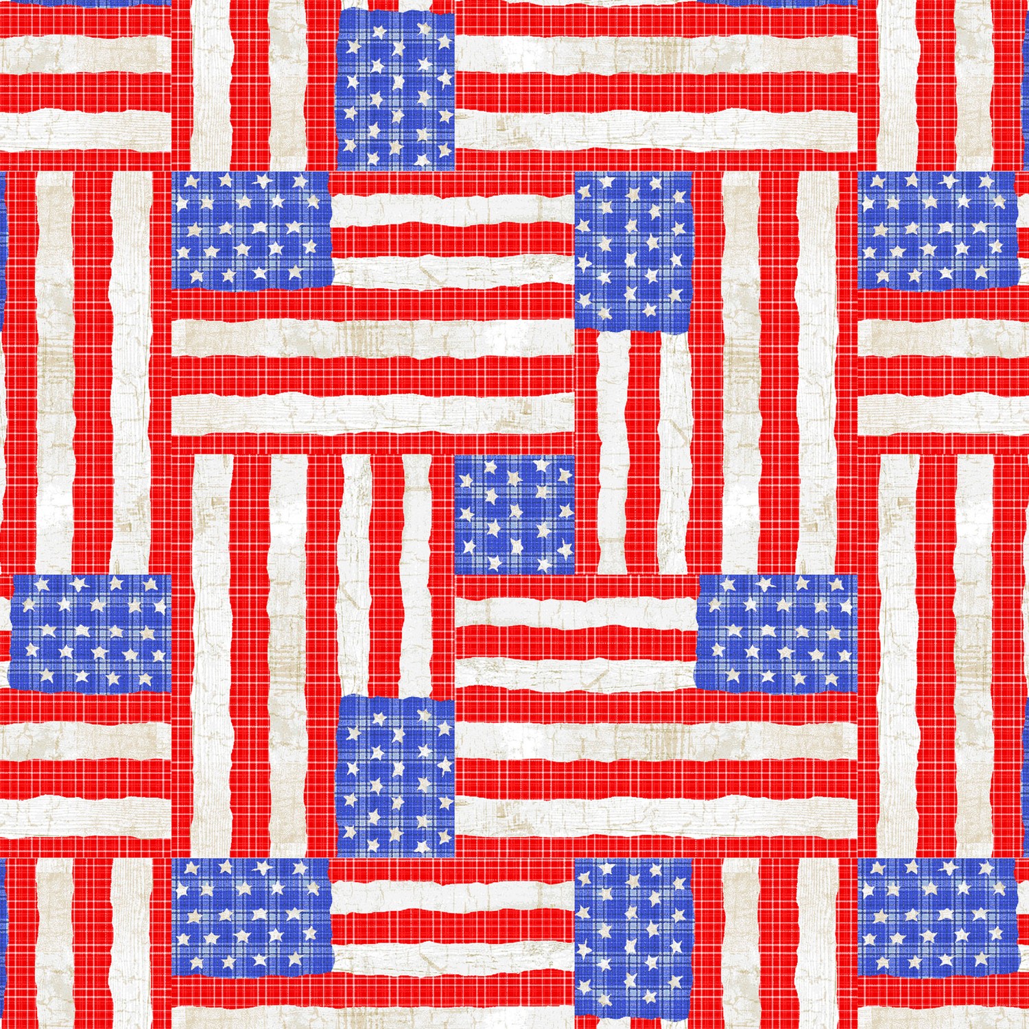 Patriotic Picnic Flags Multi Quilting Cotton Fabric Yardage - Multi