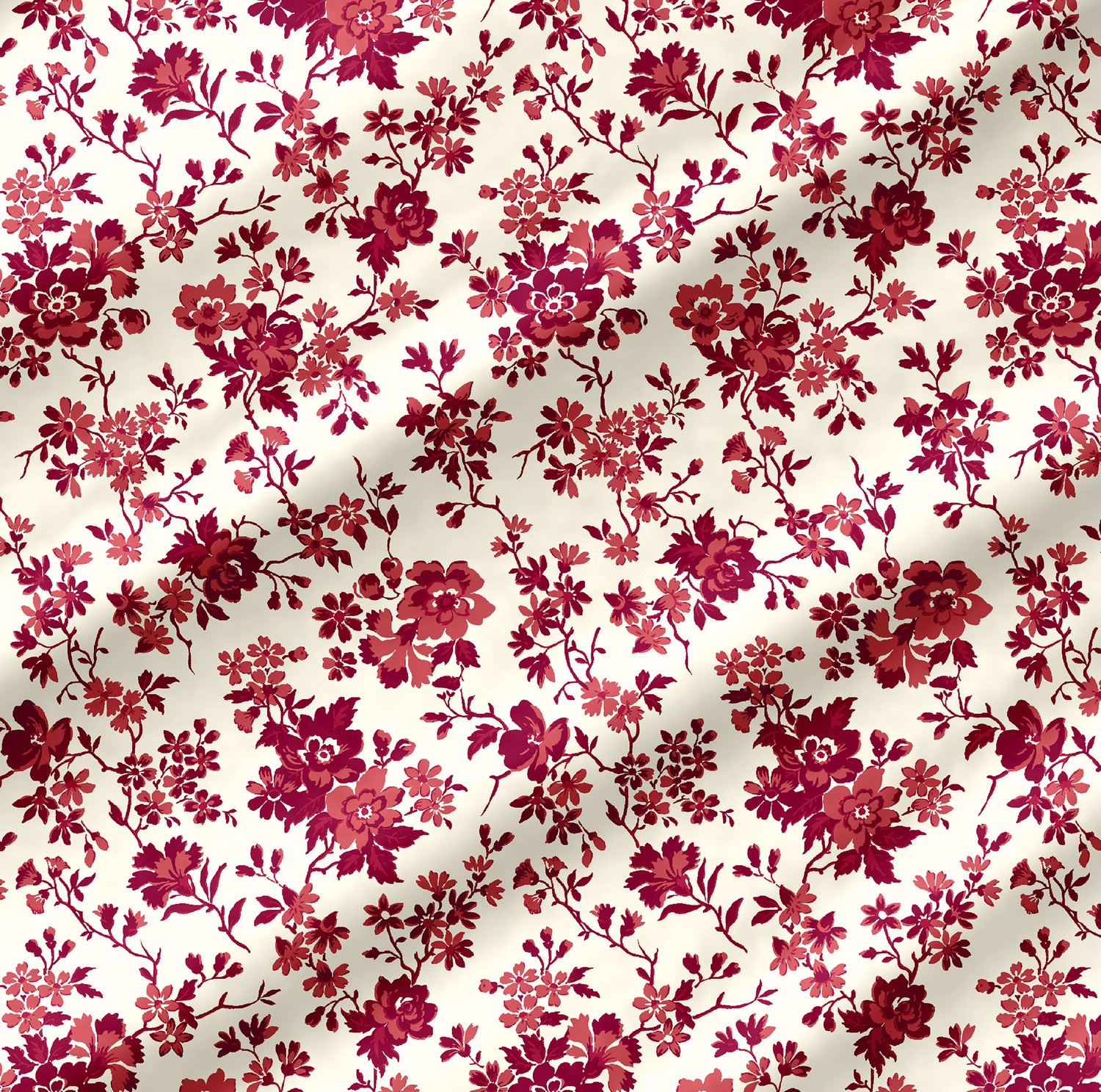 Backing Fabrics Flower Bunch Ivory - Red 108 in Wide Backing Fabric Yardage - Ivory/Red