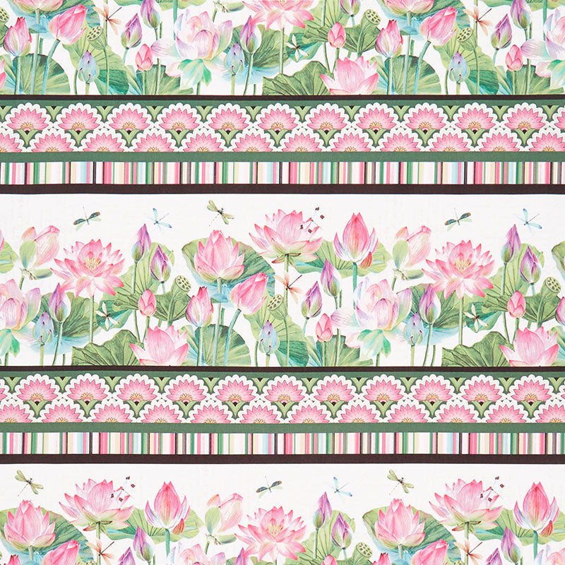 Water Lilies - Water Lily Border Stripe Cream Multi