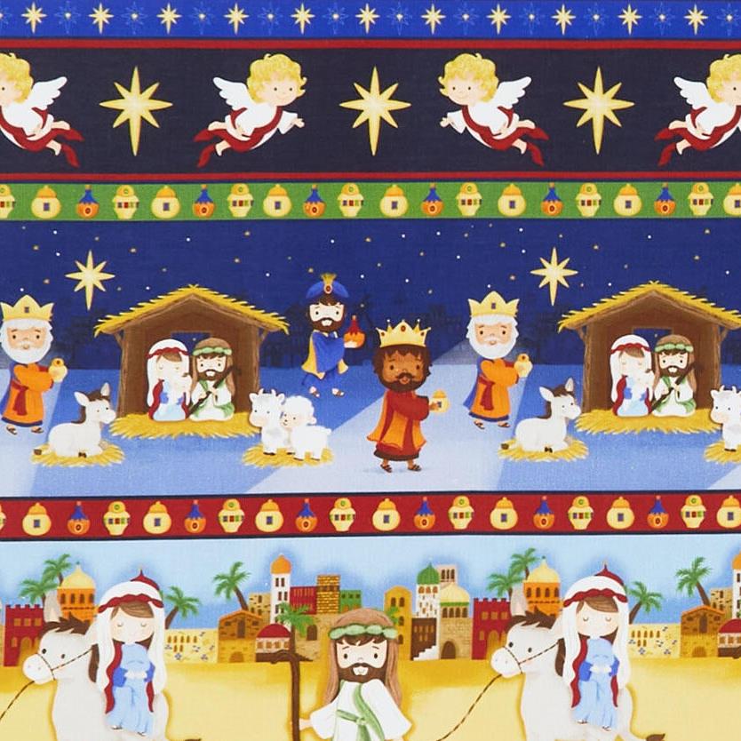 Away in a Manger - Nativity Stripe Blue