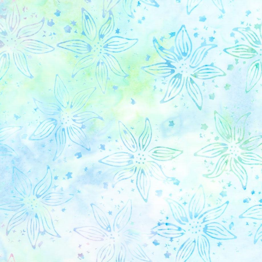 Shadow Blooms Batiks - Large Floral Multi Turquoise Green