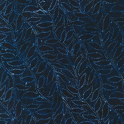 Artisan Batiks Kasuri Batik - Dotted Leaves in Indigo Blue