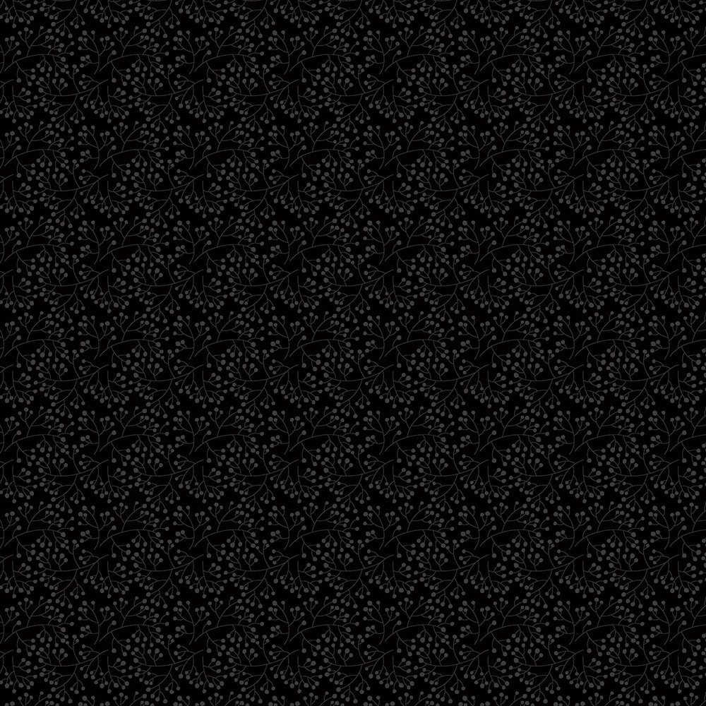 Monochrome Seedlings Black on Black Quilting Cotton Fabric Yardage - Black on Black
