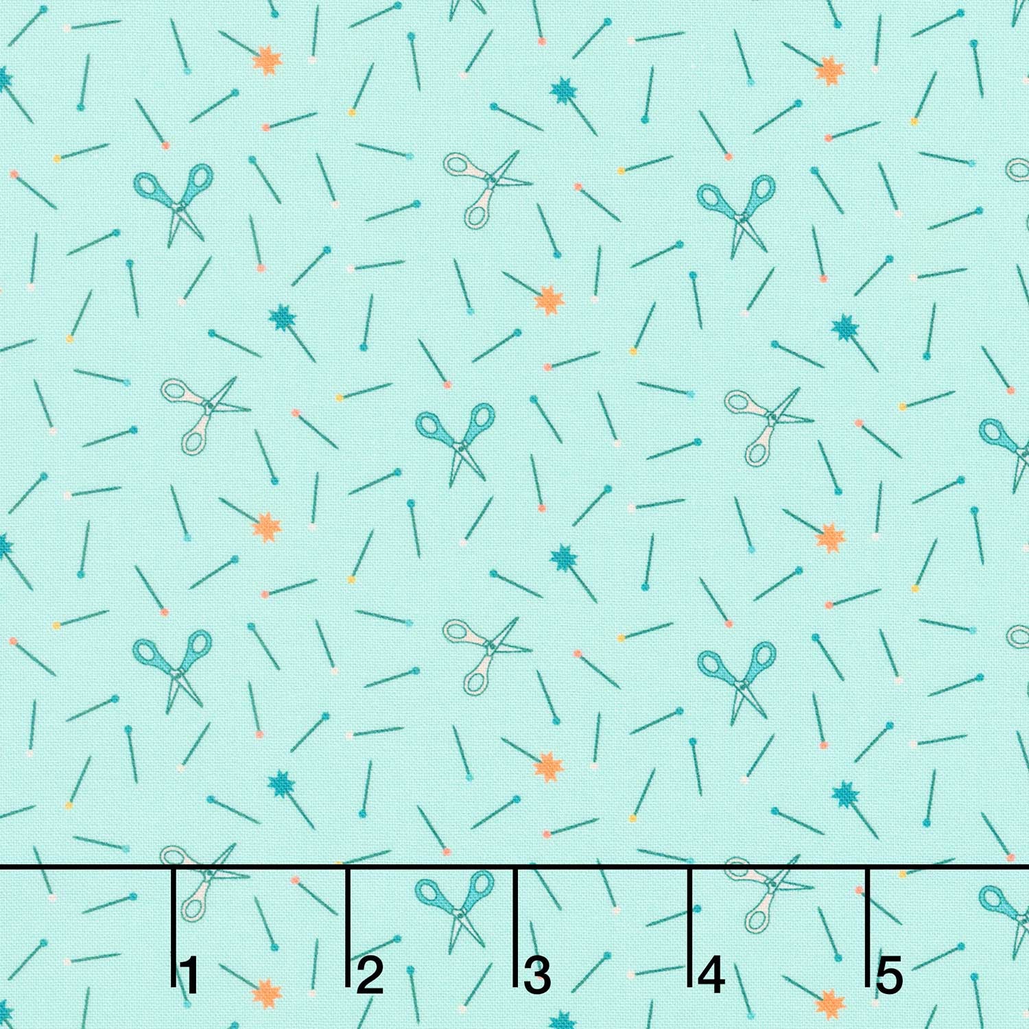 Welcome To Quilt Town - Scissors and Pins Aqua