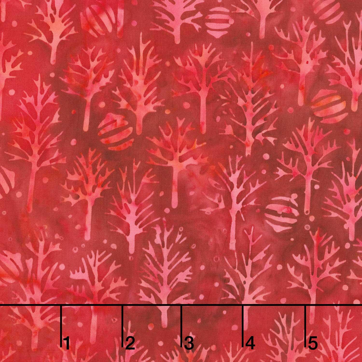 Festive Wishes Batiks - Trees and Ornaments Red Cranberry