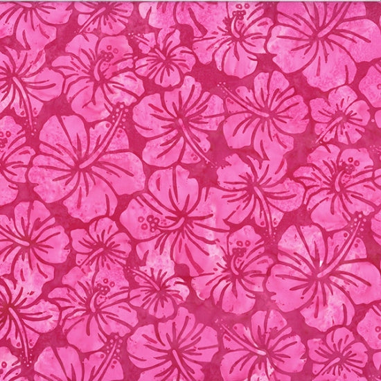 Sew the Rainbow Batik - Hibiscus in Flamingo Pink