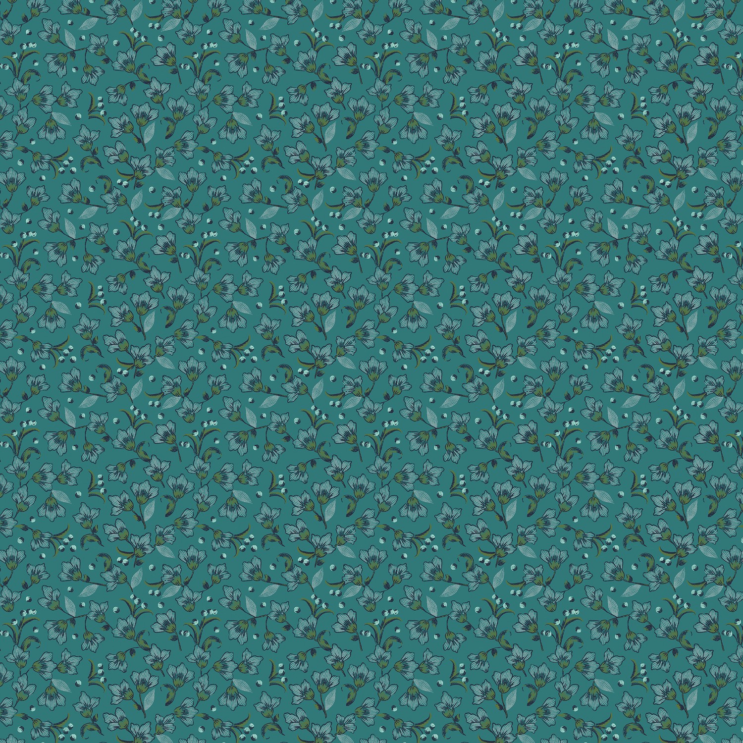 Hatfield Garden Primrose Patch Lagoon Quilting Cotton Fabric Yardage - Lagoon
