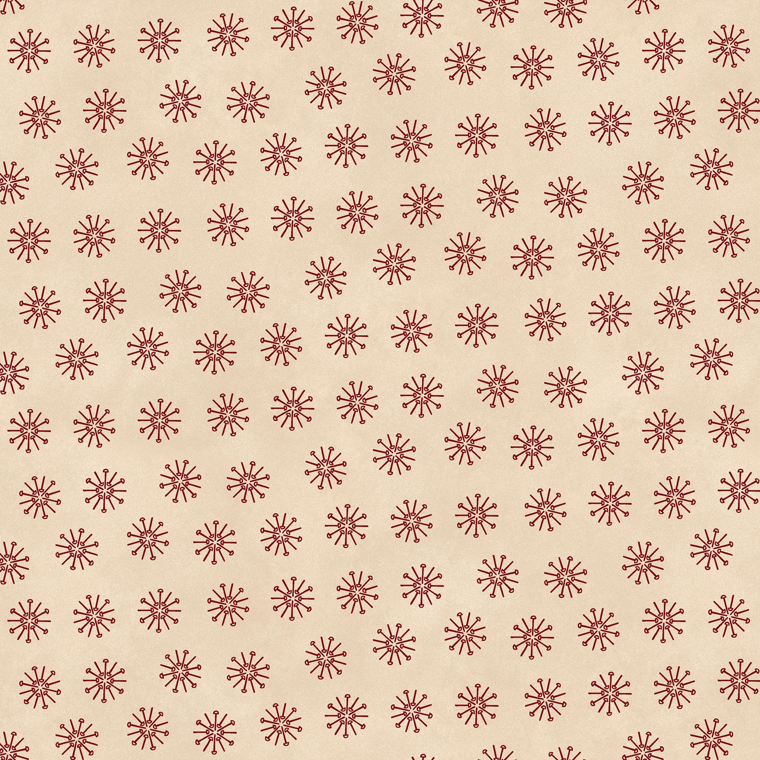 Memories in Redwork Pin Stars Sand Quilting Cotton Fabric Yardage - Sand