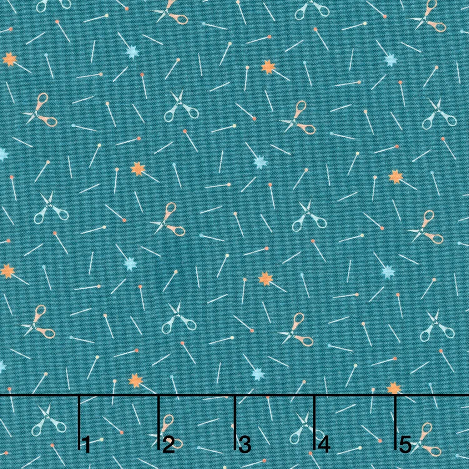 Welcome To Quilt Town - Scissors and Pins Teal