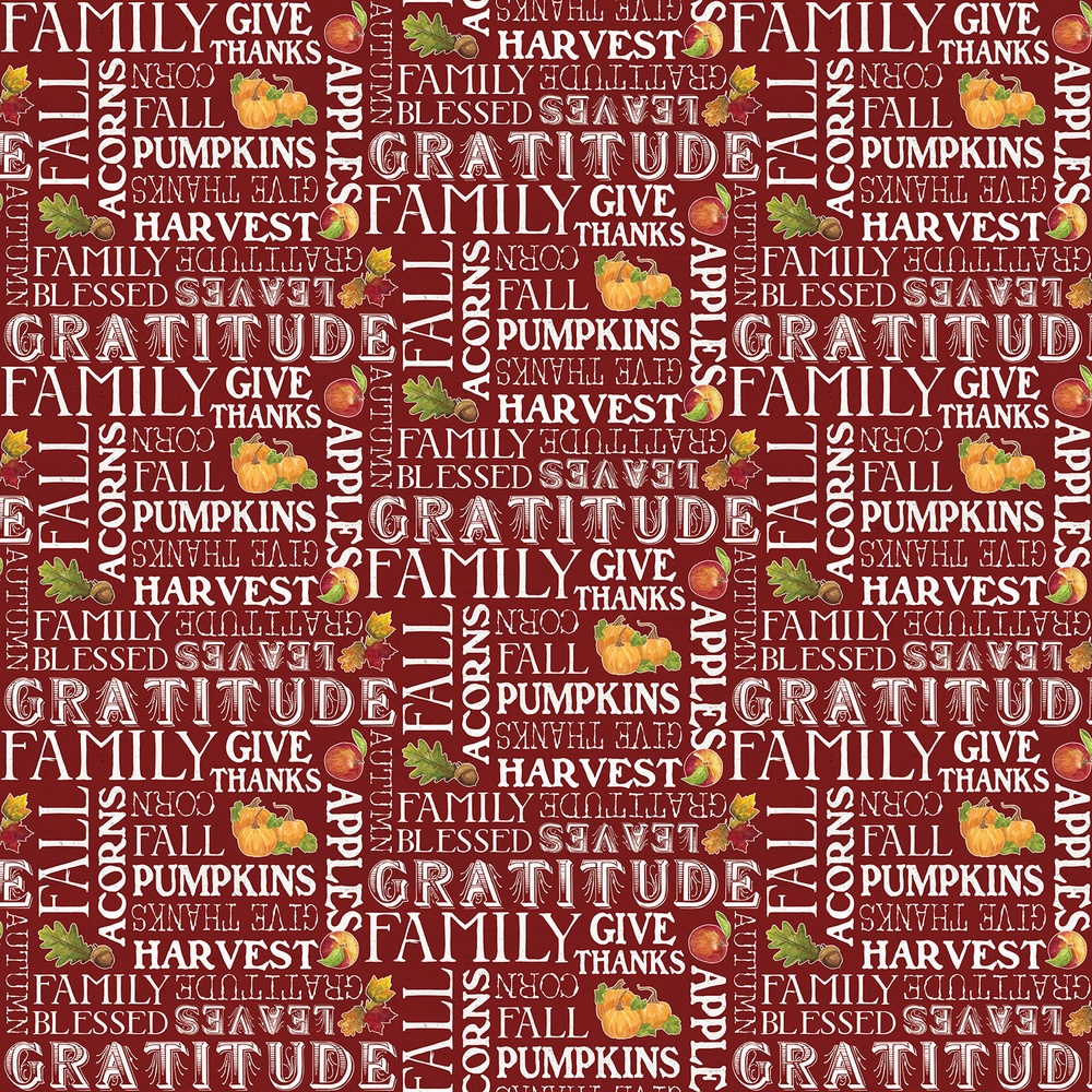 Monthly Placemats November Text Barn Red Quilting Cotton Fabric Yardage - Barn Red