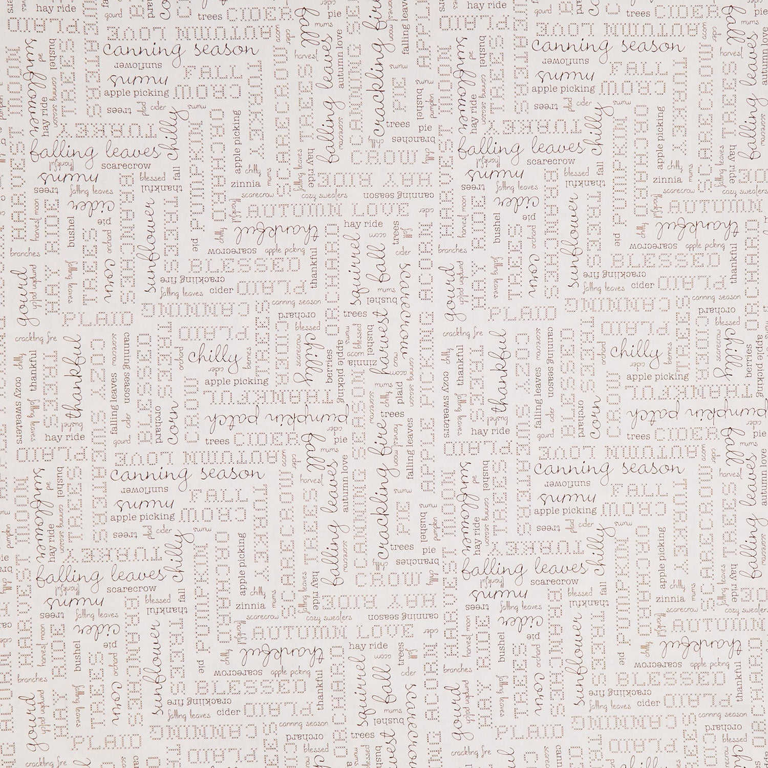 Designer Wideback - Autumn Words Latte 108" Wide Backing