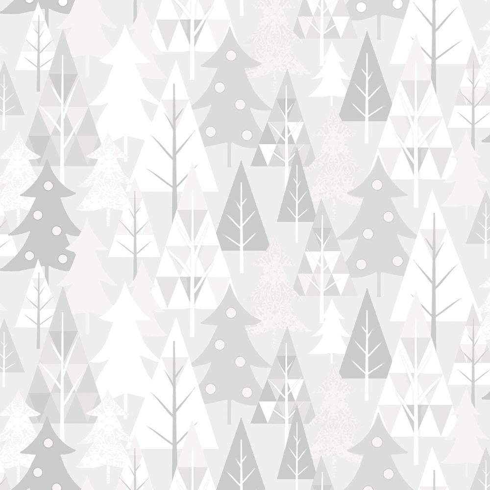 Winter Rendezvous - Stacked Trees Flannel - Gray