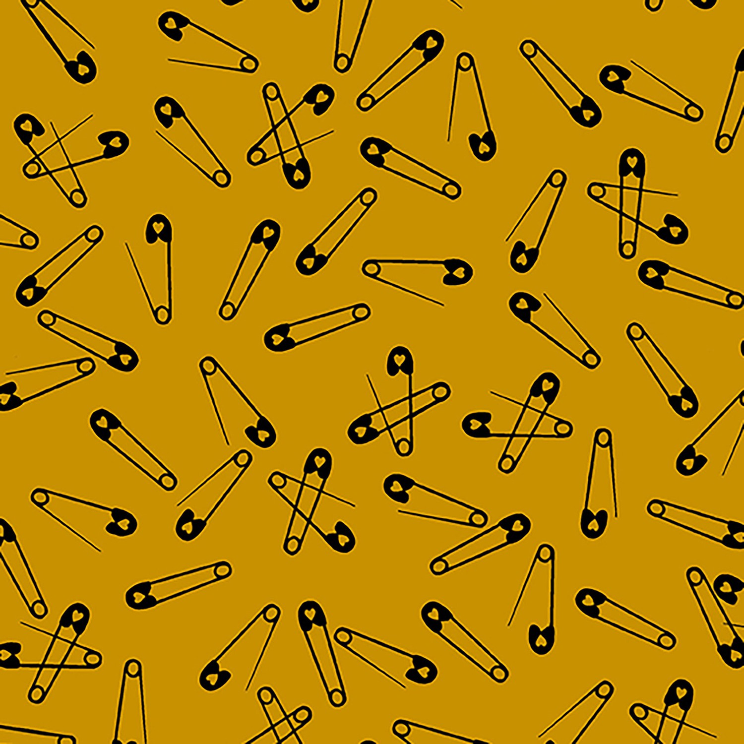 Iconic Pins Gold Quilting Cotton Fabric Yardage - Gold