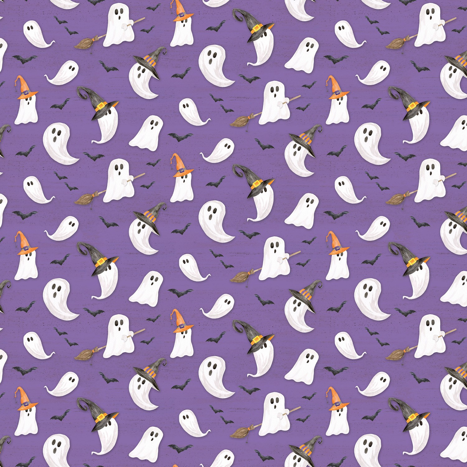 Monthly Placemats October Ghosts Purple Quilting Cotton Fabric Yardage - Purple