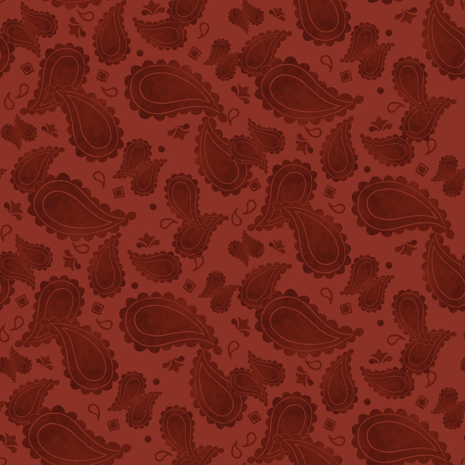 Ride the Range Paisley Barn Red Quilting Cotton Fabric Yardage - Barn Red