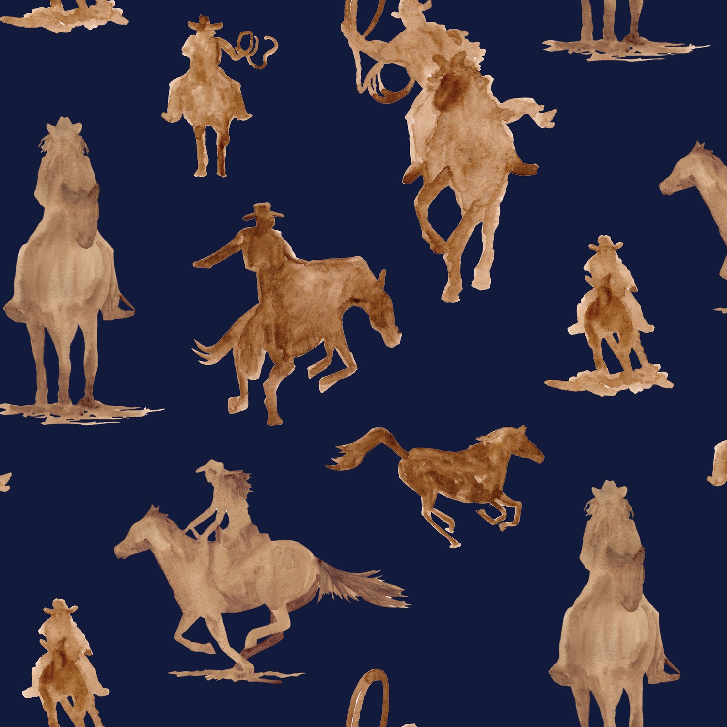 Ride the Range Main Navy Quilting Cotton Fabric Yardage - Navy