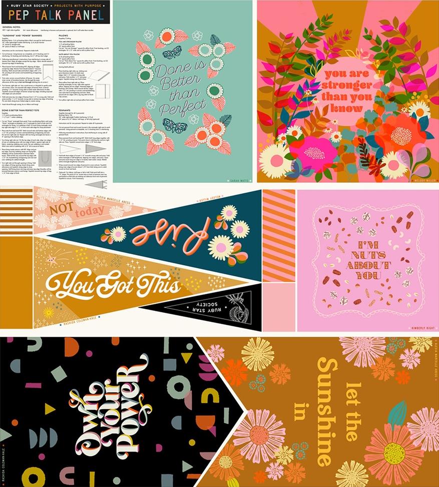 Projects With A Purpose Pep Talk Panel Multi Color Quilting Cotton Fabric Panel - Multi