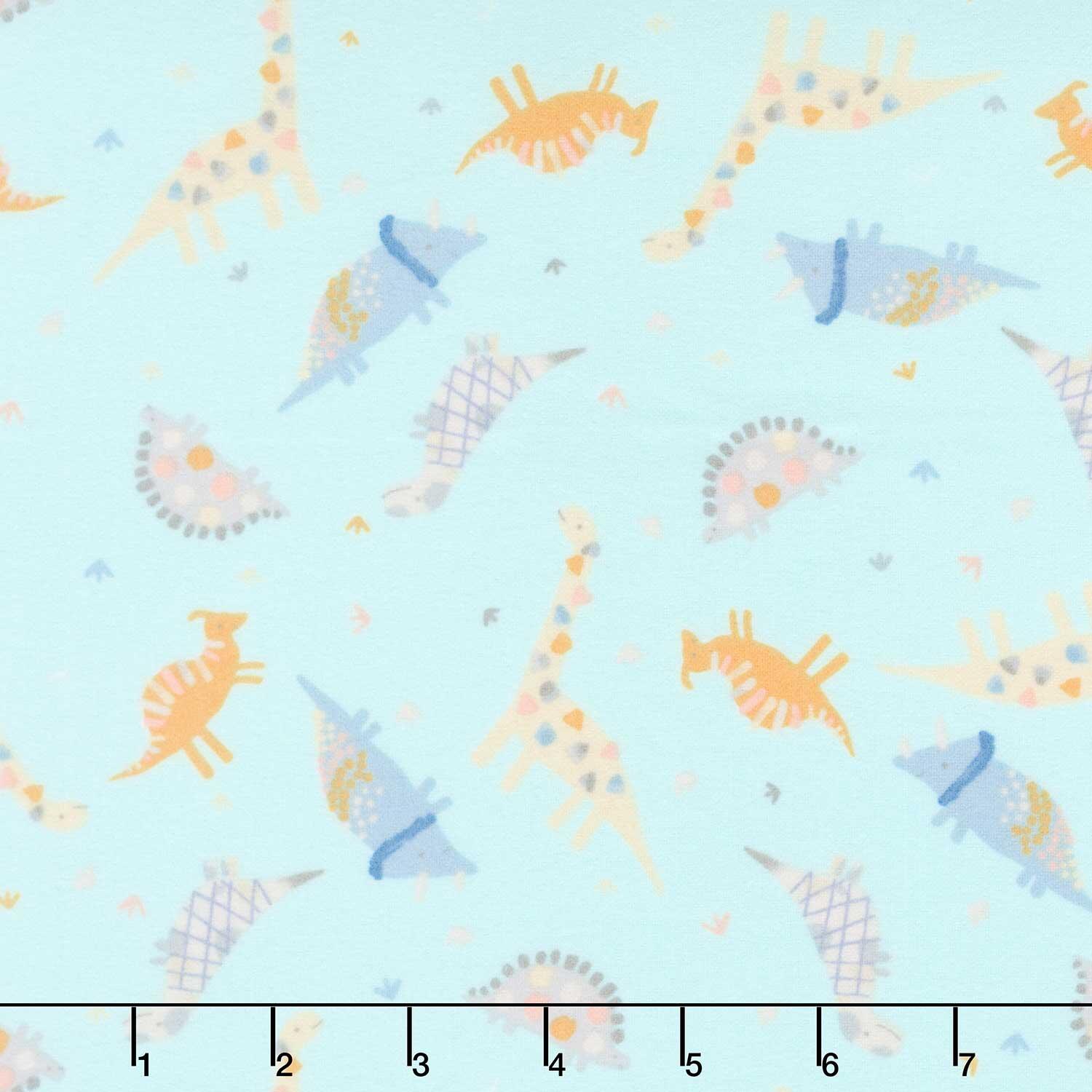 Baby Dino Comfort Flannel - Happy Dinosaurs Aqua