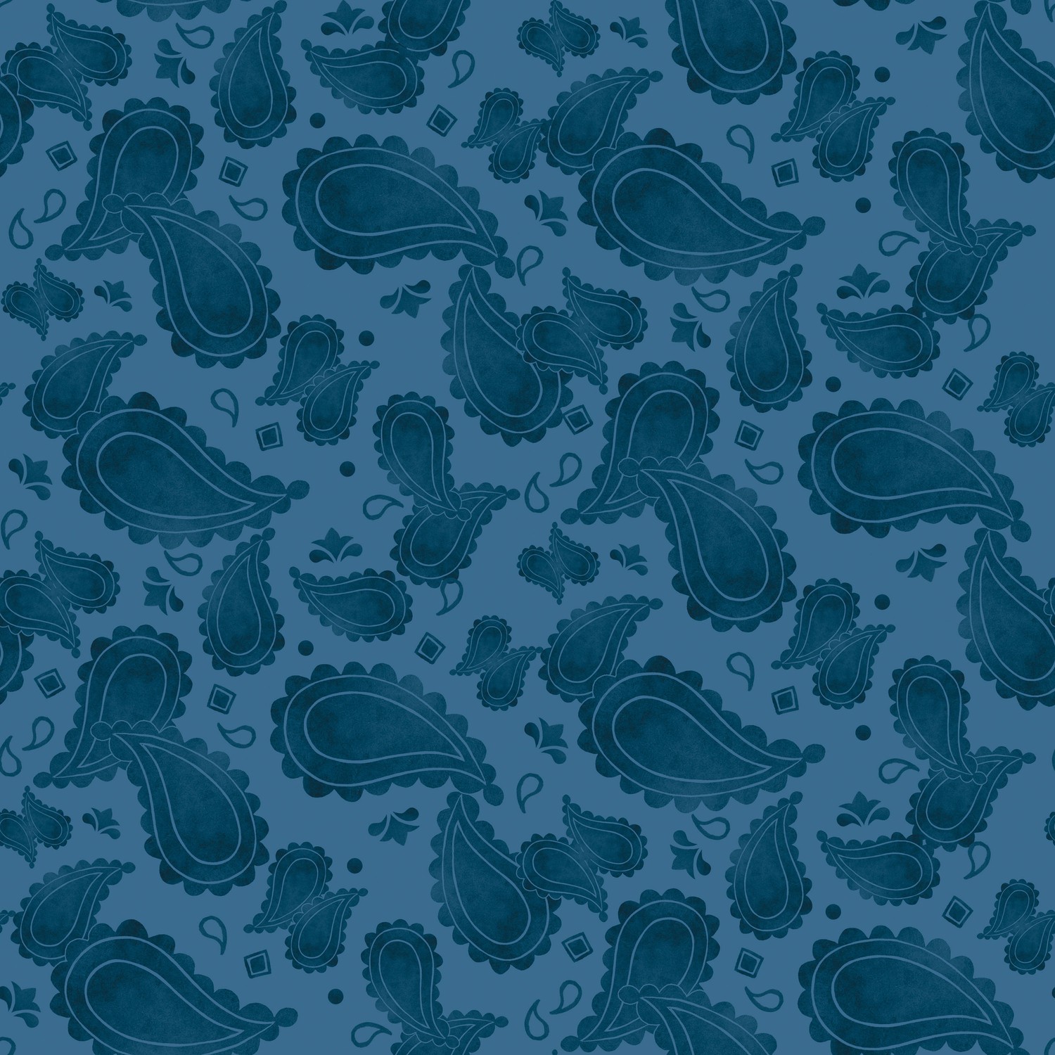 Ride the Range Paisley Denim Quilting Cotton Fabric Yardage - Denim