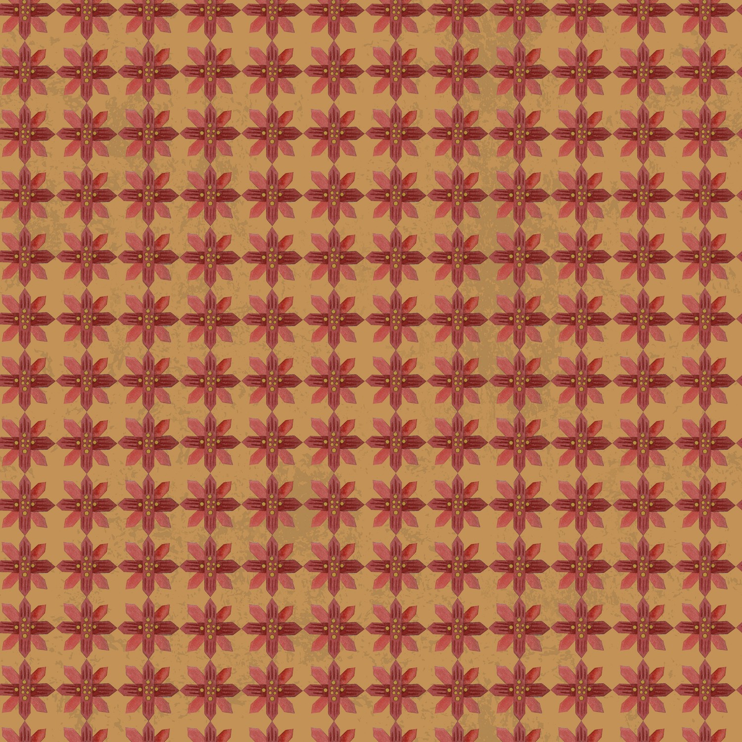 Kringle Poinsettias Gold Quilting Cotton Fabric Yardage - Gold
