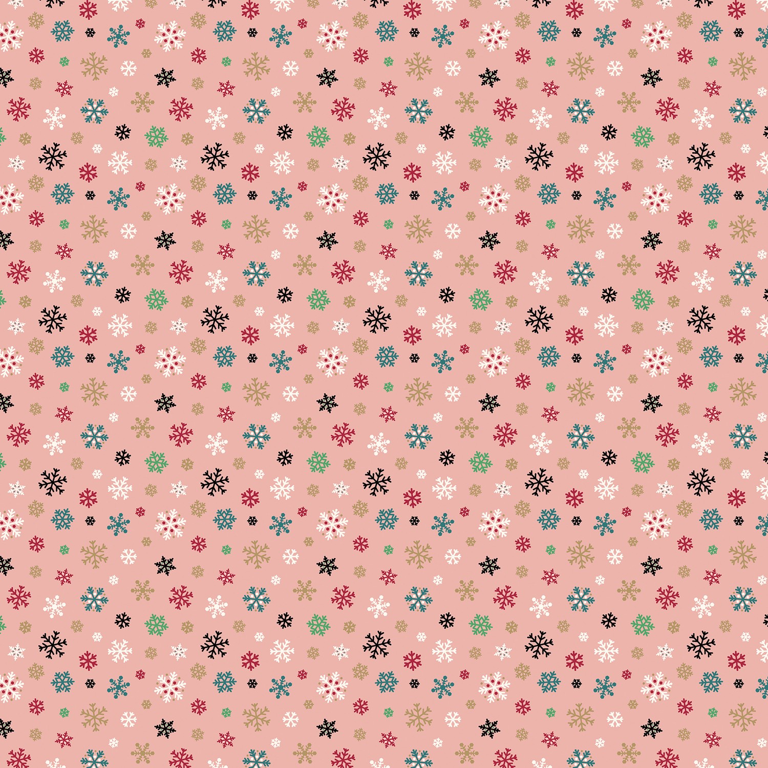 Holiday Magic Majestic Snowflakes Antique Pink Metallic Quilting Cotton Fabric Yardage - Antique Pink Metallic