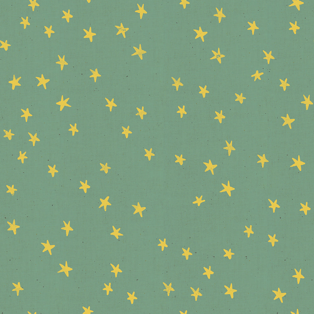 Starry - Stars in Soft Aqua (Yellow on Aqua)