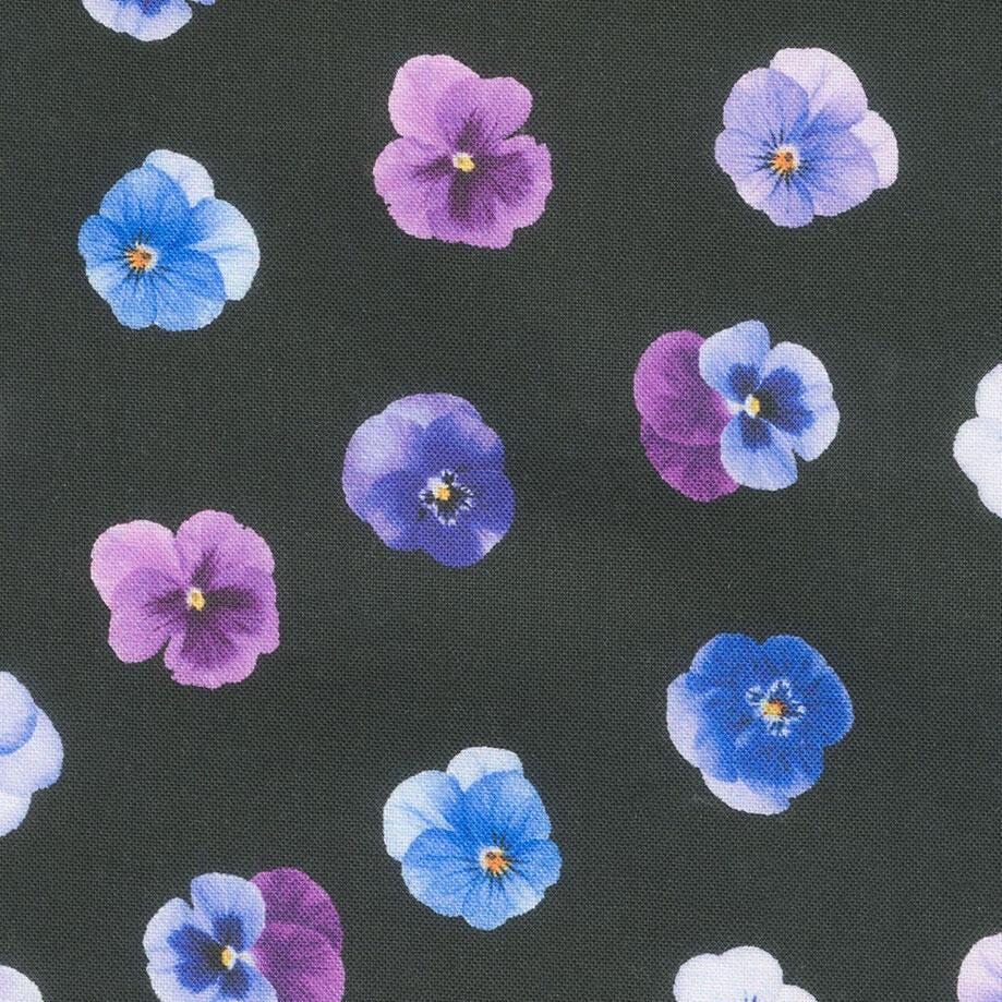 Pansy Perfection - Tossed Pansy Floral Black