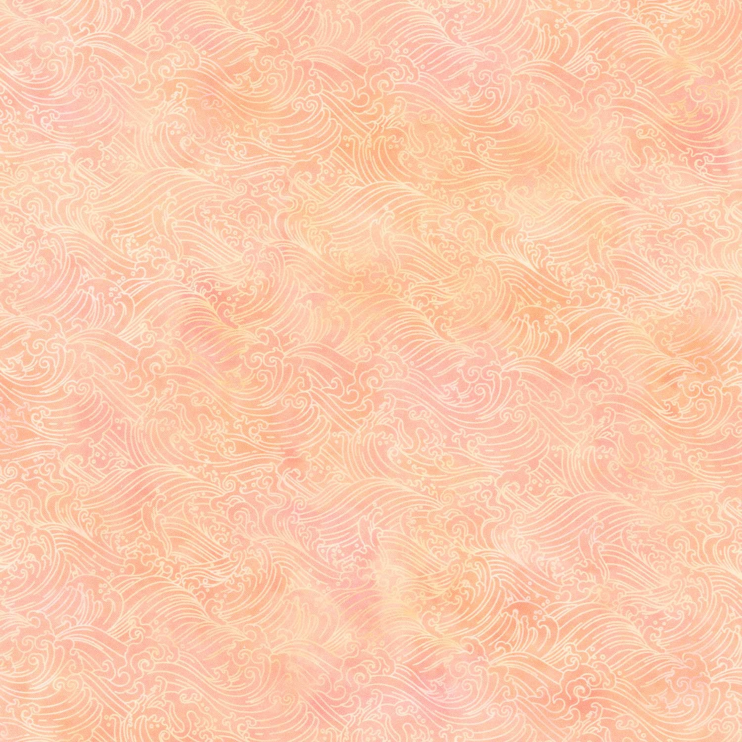 Oriental Gardens - Waves Peach Digitally Printed