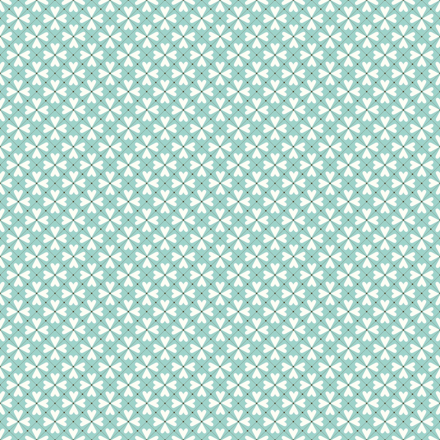 You & Me Hearts Grid Aqua Quilting Cotton Fabric Yardage - Aqua