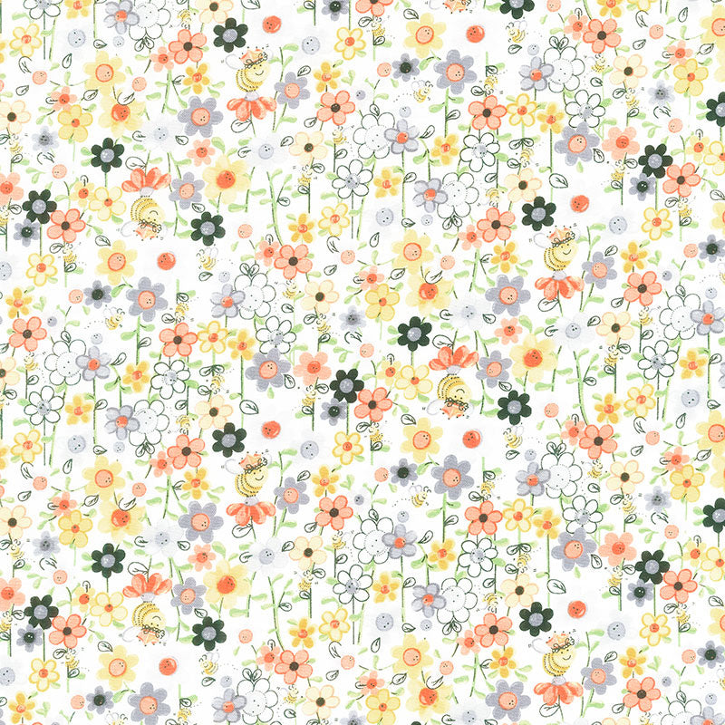 Sweet Bees - Mini Floral and Bees White