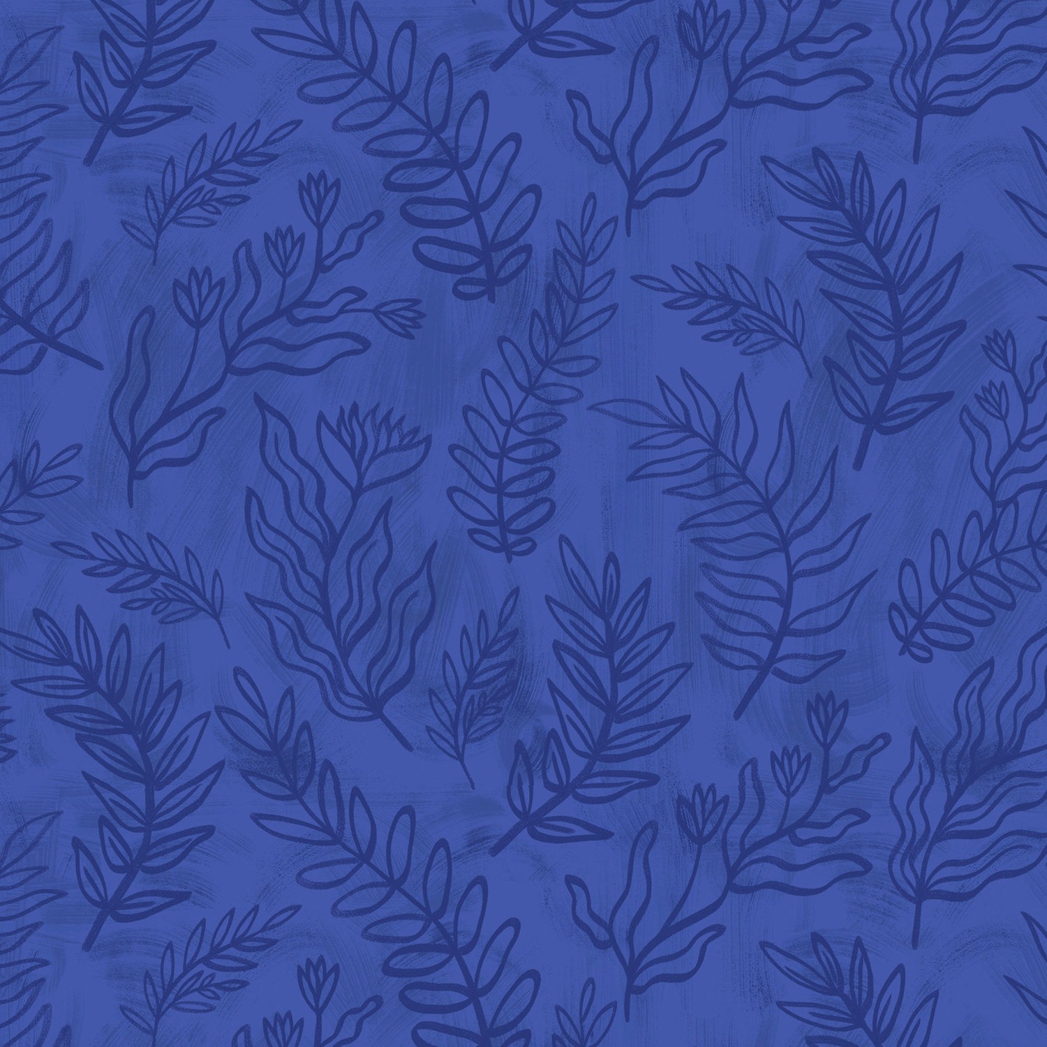Cyprus Linear Sprigs Dark Blue Quilting Cotton Fabric Yardage - Dark Blue