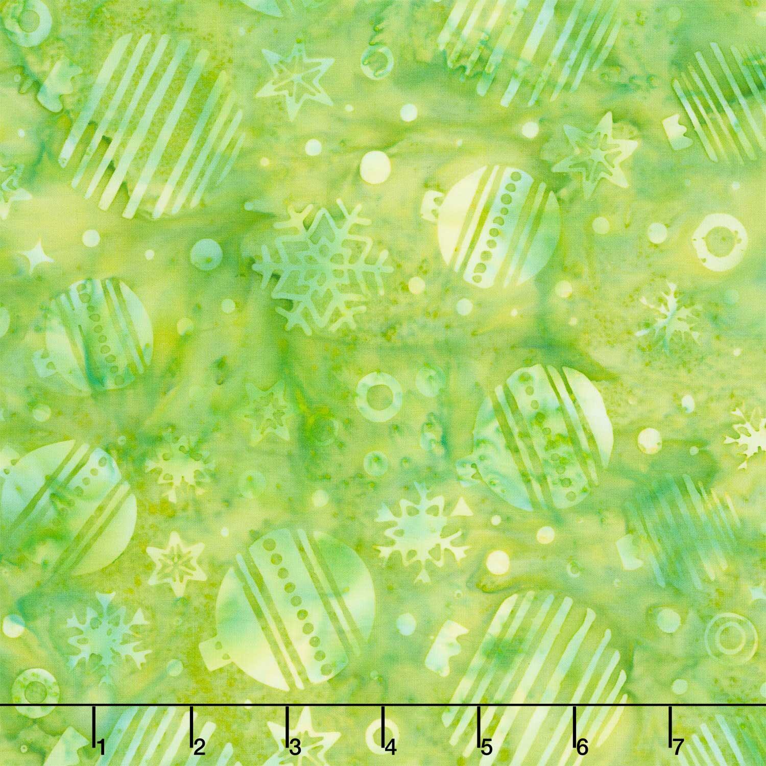 Festive Wishes Batiks - Tossed Ornaments Green