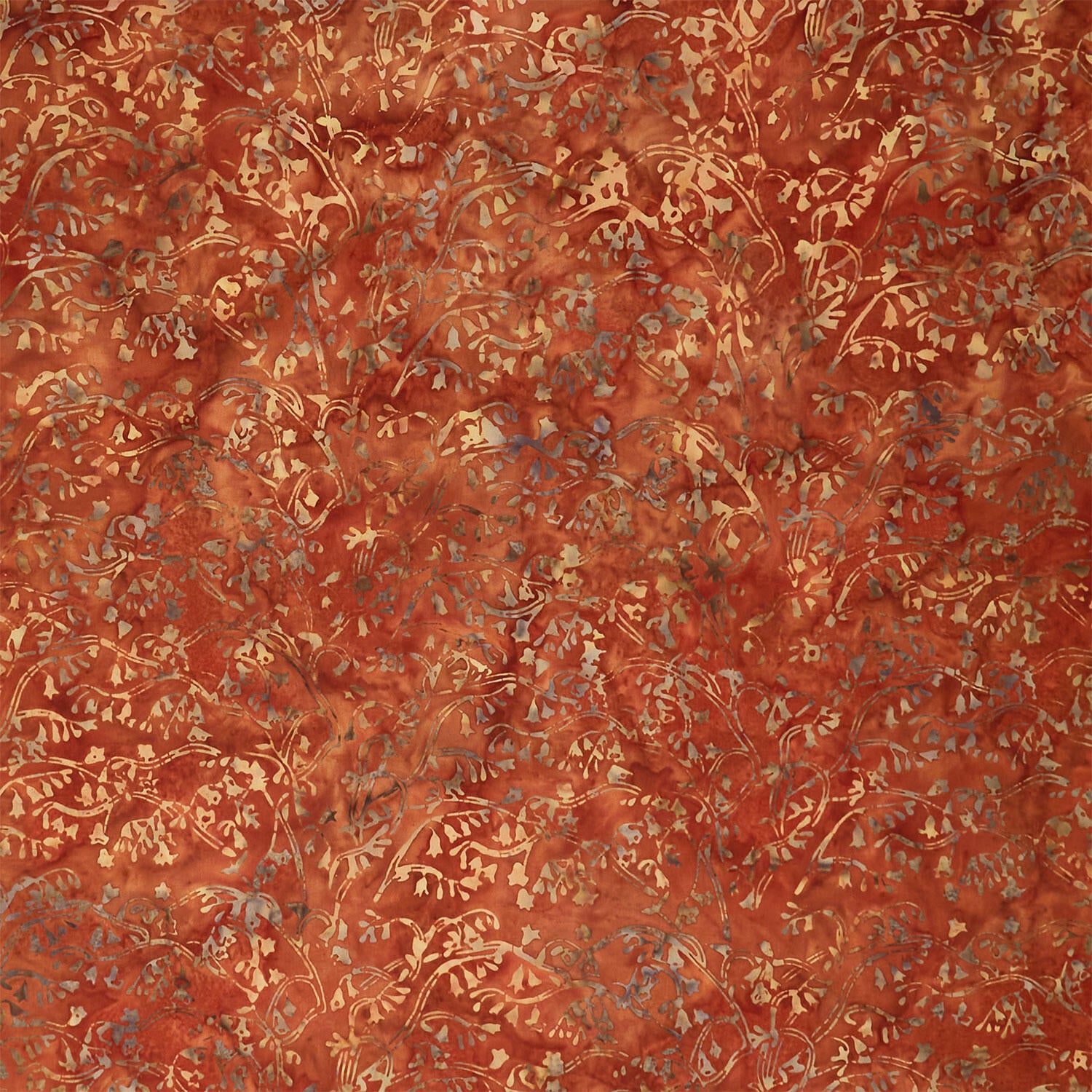 Autumn Ember Batiks - Vines Blossoms Red Brick