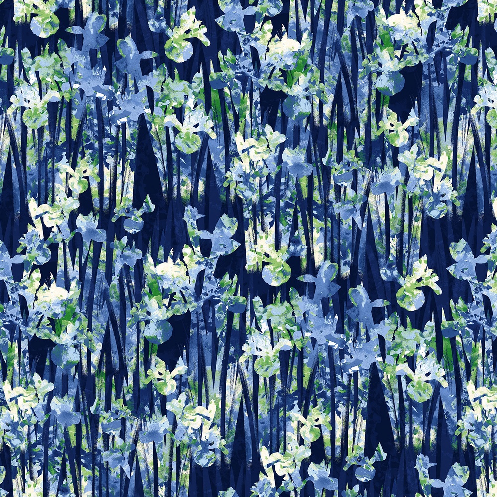 Waterlily Magic - Iris Texture - Indigo