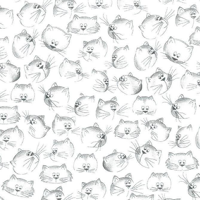 Purrfect Day - Cat Faces White