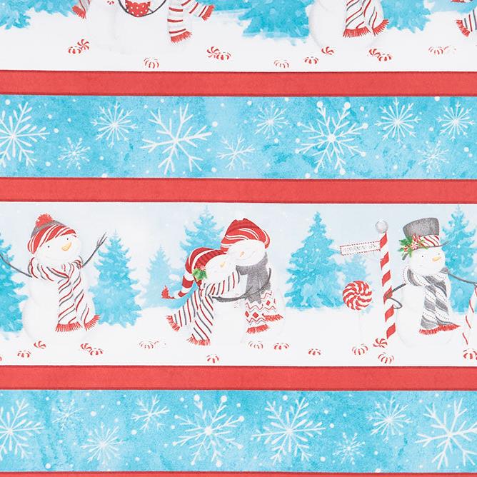 Frosty Merry-Mints - Snowman Repeating Stripe Multi
