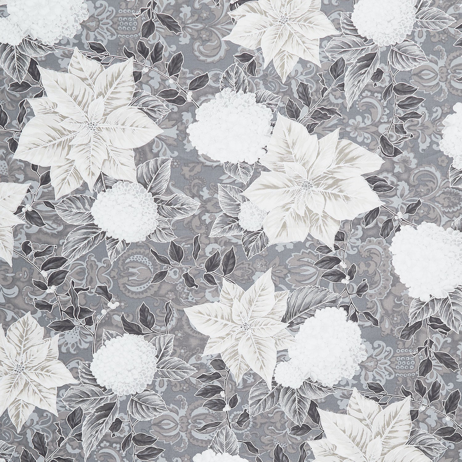 Holiday Flourish - Snow Flower Taupe Colorstory Poinsettia Pewter Metallic