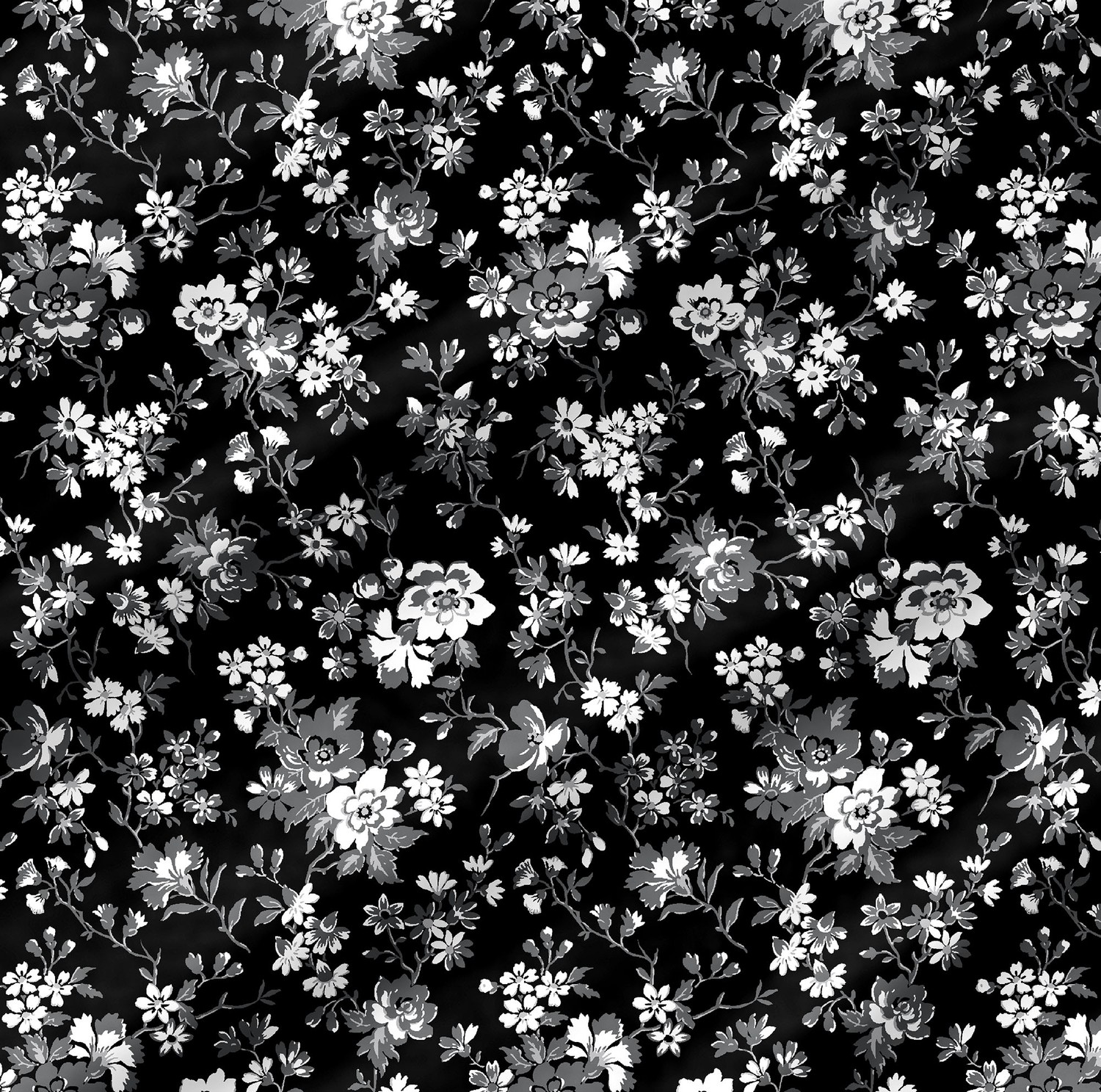 Backing Fabrics Flower Bunch Black 108 in Wide Backing Fabric Yardage - Black