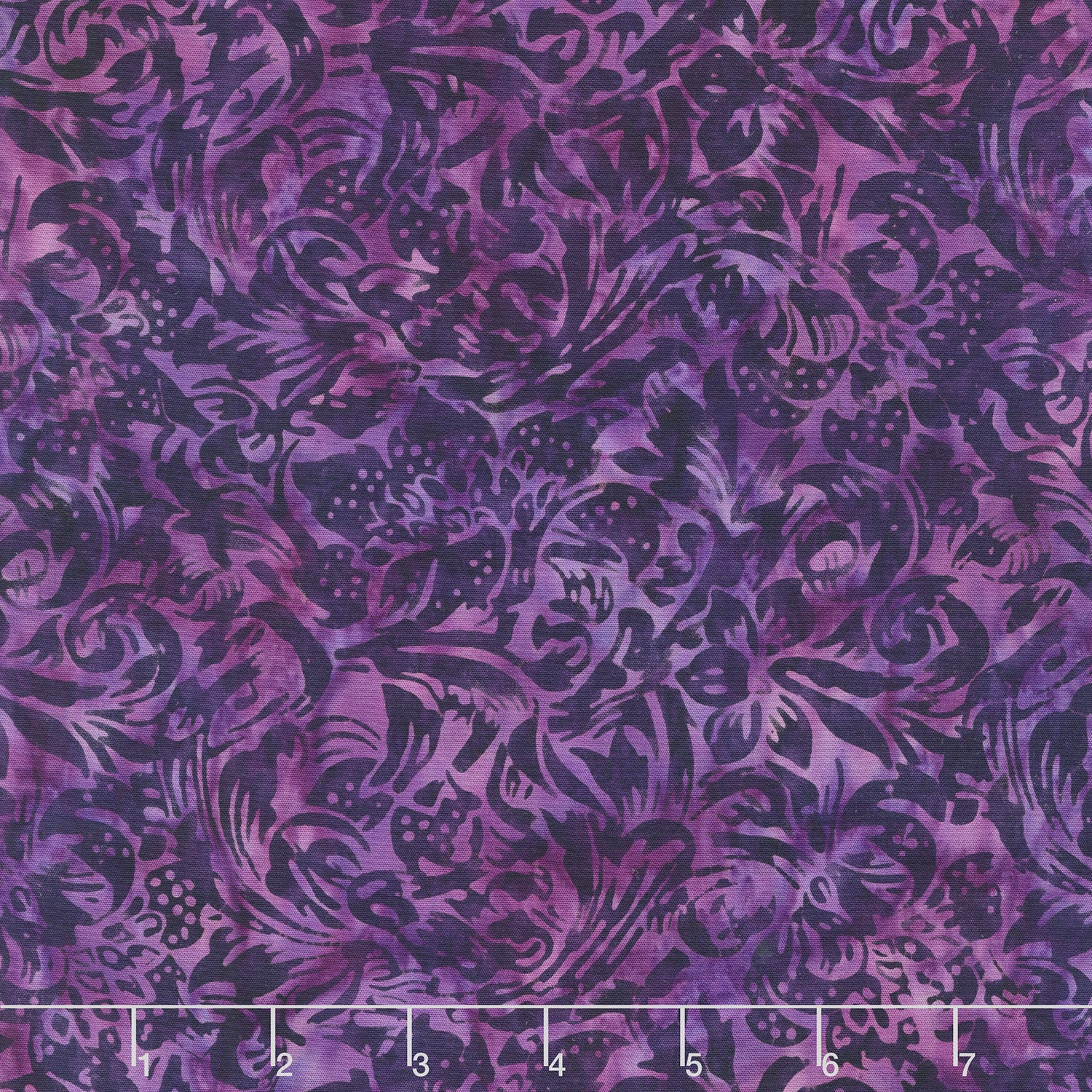 Tranquil Garden Batiks - Large Floral Vine Regal