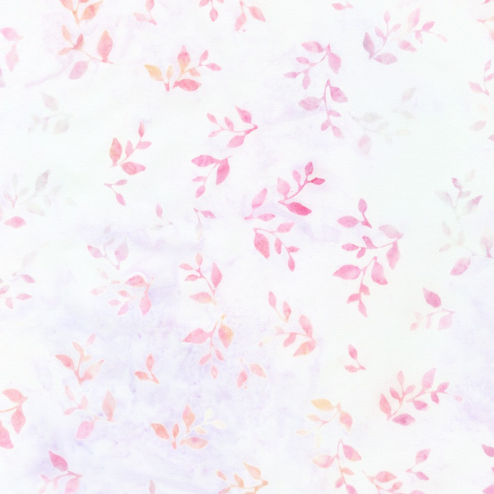 Artisan Batiks Pastel Petals - Leaf Sprigs in Peony Pink