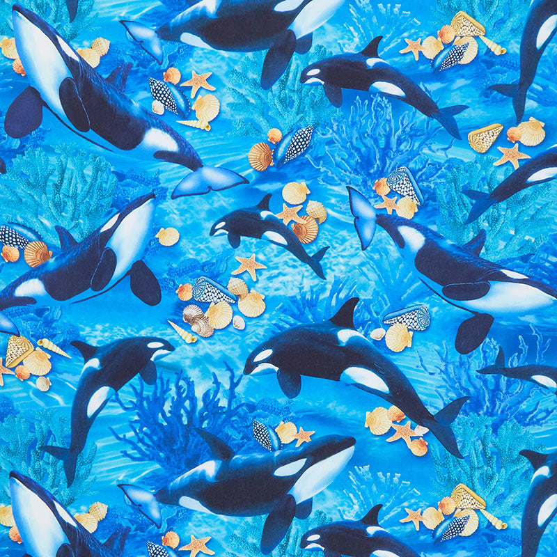 Jewels of the Sea - Happy Orca Aquamarine Digitally Printed