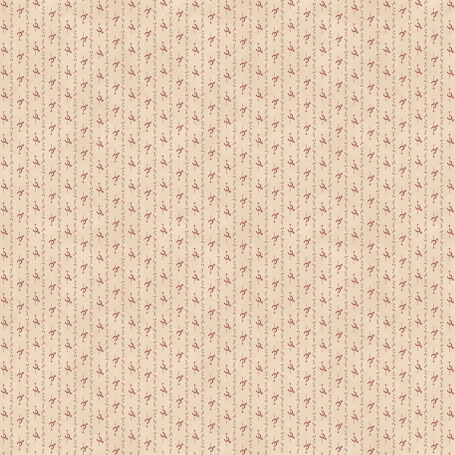 Memories in Redwork Horse Shoe Stripe Sand Quilting Cotton Fabric Yardage - Sand
