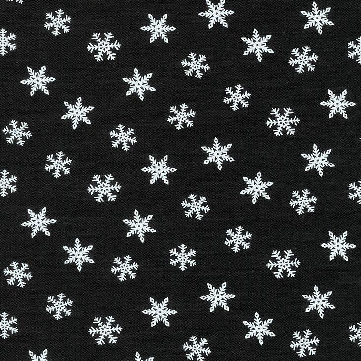 Holly Berry Tree Farm - Tossed Snowflakes Charcoal Black