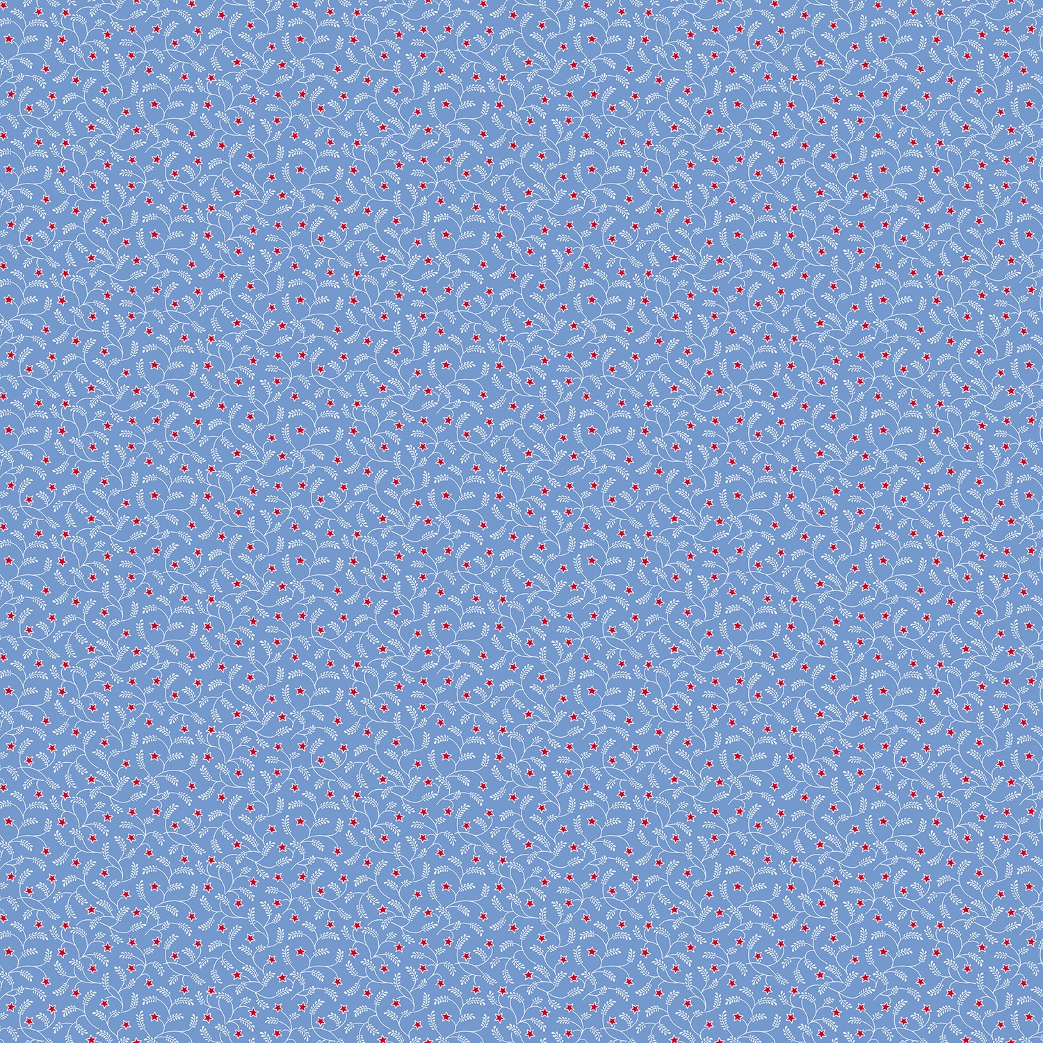 Stars and Stripes Fern Stars Blue Quilting Cotton Fabric Yardage - Blue
