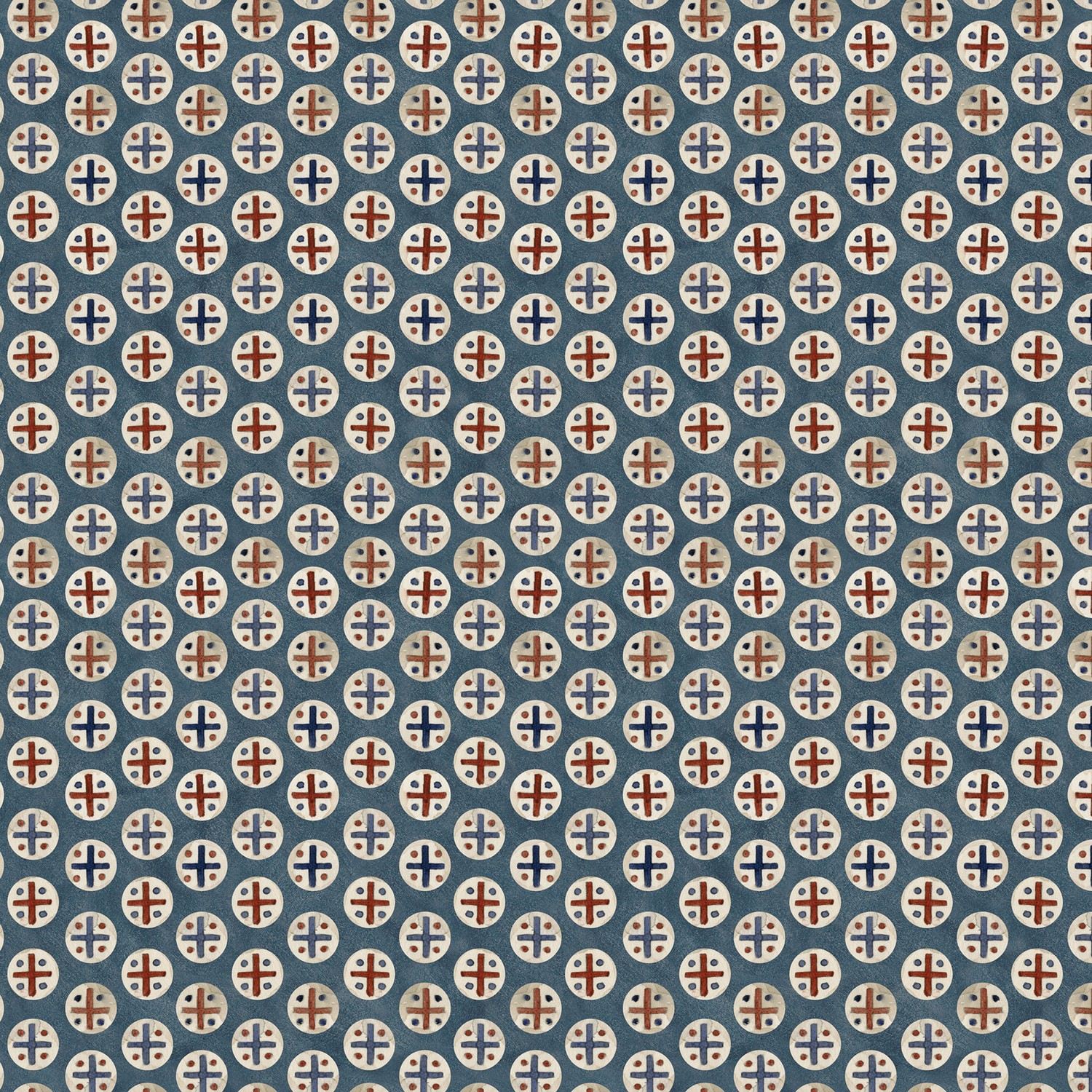 Bright Stars Dots Blue Quilting Cotton Fabric Yardage - Blue