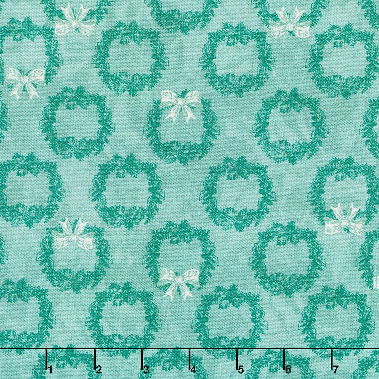 Jolly Christmas - Holiday Wreath Light Green Cotton