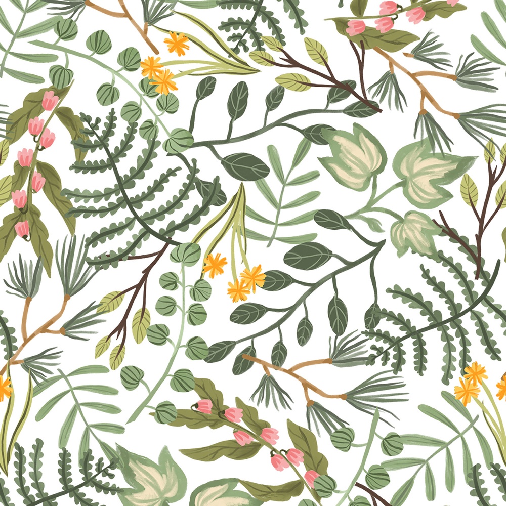 Forest Critters - Viney Leaves - Ivory