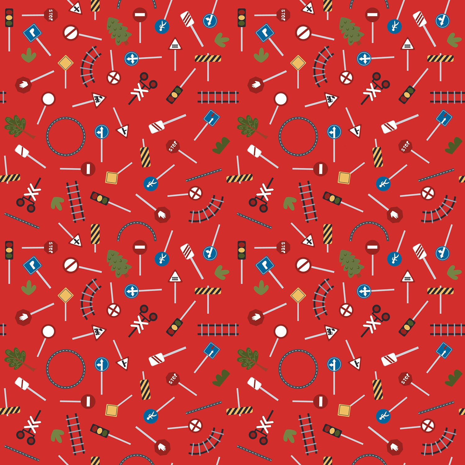 It Takes a Village Traffic Signs Fire Quilting Cotton Fabric Yardage - Fire