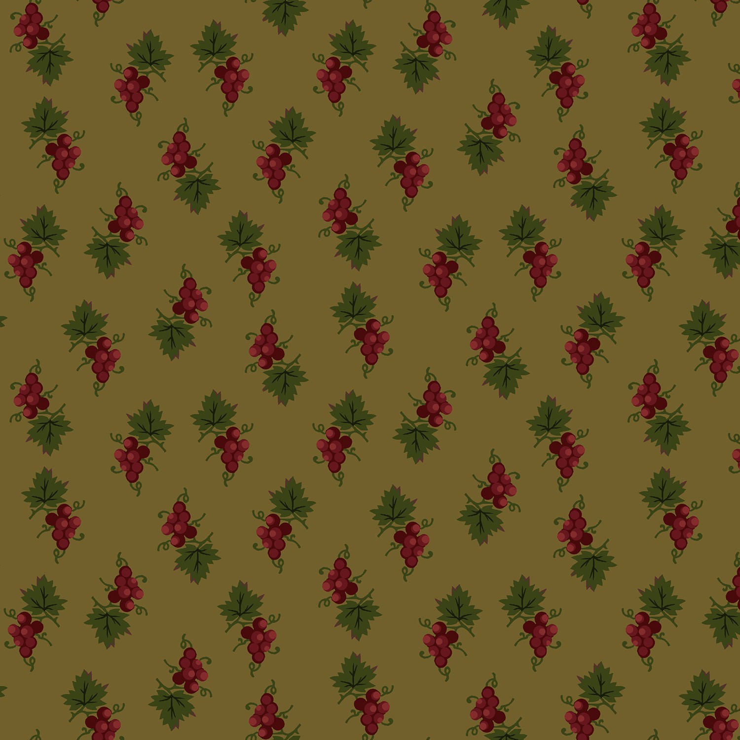 Scraps of Kindness Grape Clusters Olive Quilting Cotton Fabric Yardage - Olive
