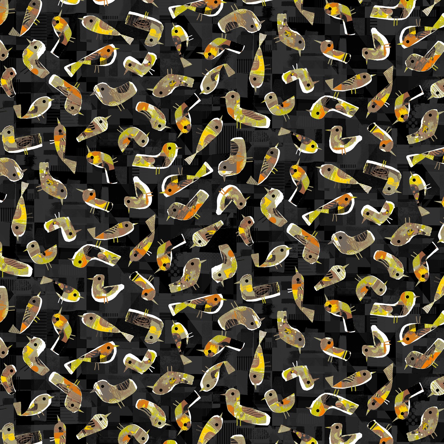 Catsville Birdie Night Quilting Cotton Fabric Yardage - Night